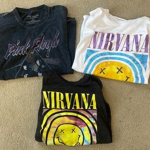 Band t shirt bundle. Pink floyd, and 2 nirvana.